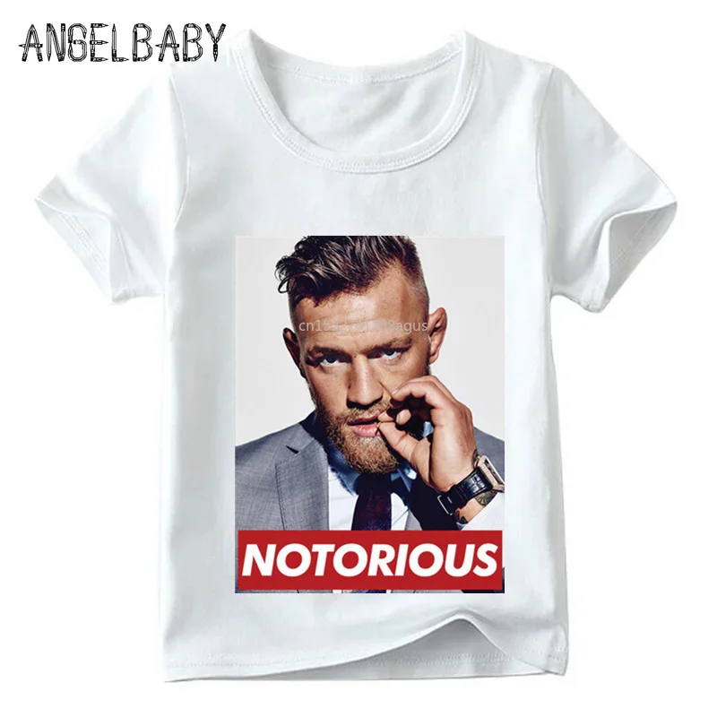 MMA Conor Mcgregor/Модная Детская футболка с принтом летние белые топы короткими