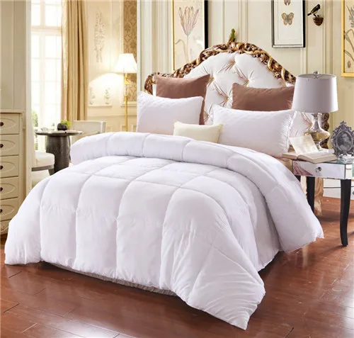 white duvet Зимнее утепленное пуховое одеяло 165*224 см, 224*224 см, 228*260 см, теплое покрывало для кровати, домашнее одеяло из текстиля, белое, черное, серое, размер США - Цвет: white duvet