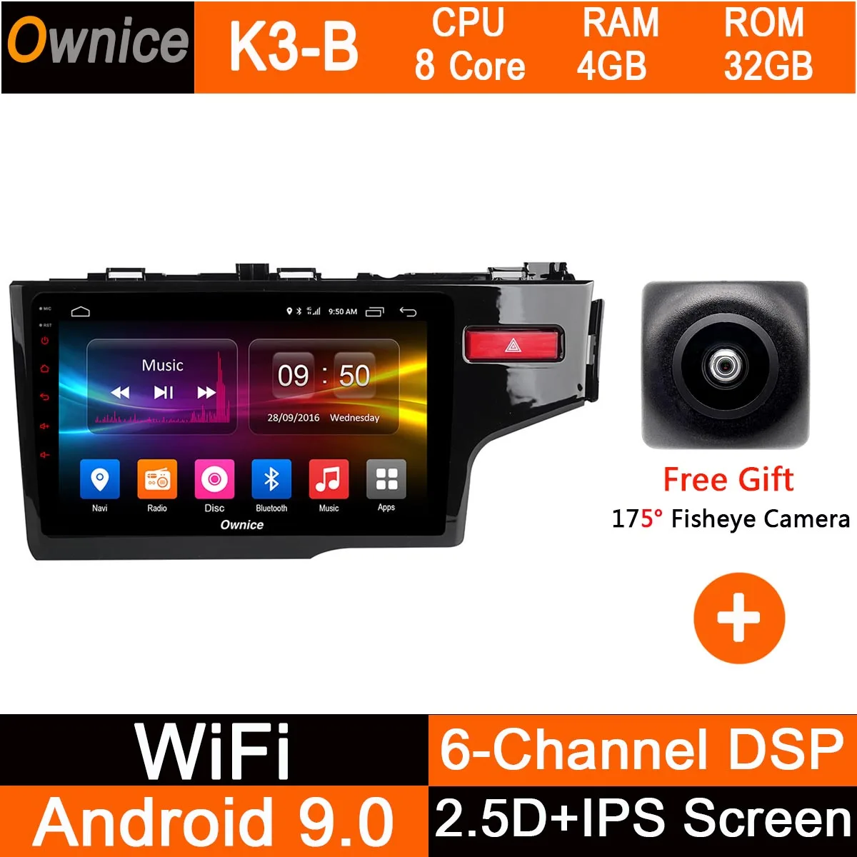 K3-B Ips+ 2.5D Android автомобильный DVD gps Navi Радио для Honda Fit Jazz(правая рука) Мультимедиа CarPlay DSP ADAS - Цвет: K3-B