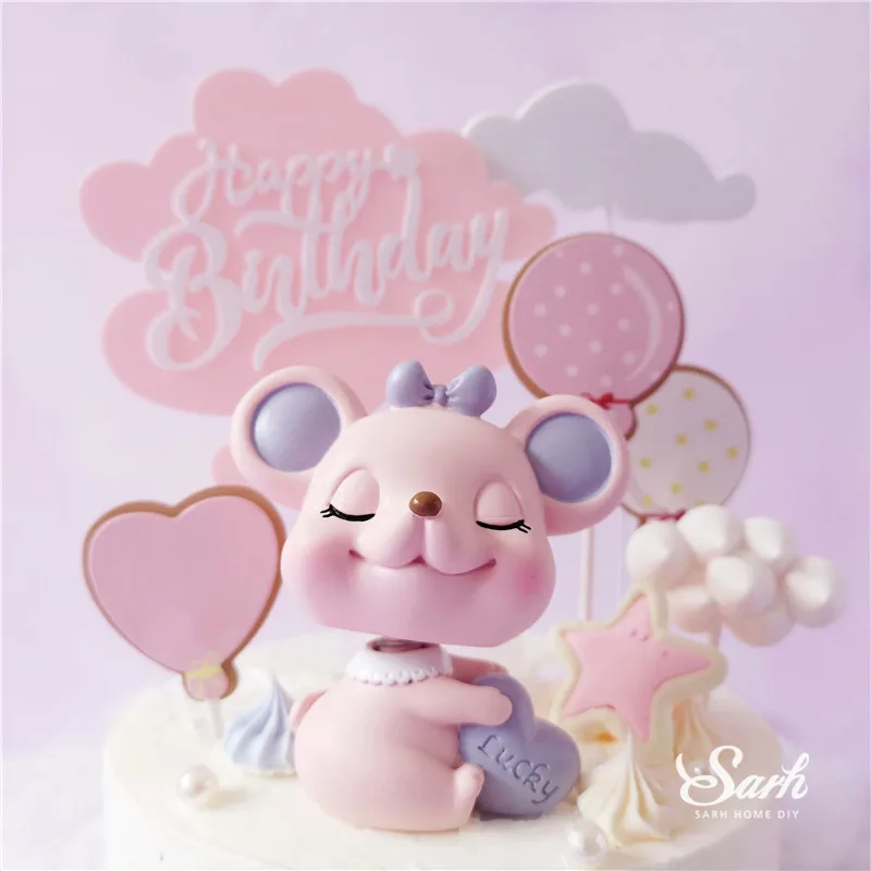 Блестящая трясущаяся голова украшение в виде мышки день рождения воздушный шар