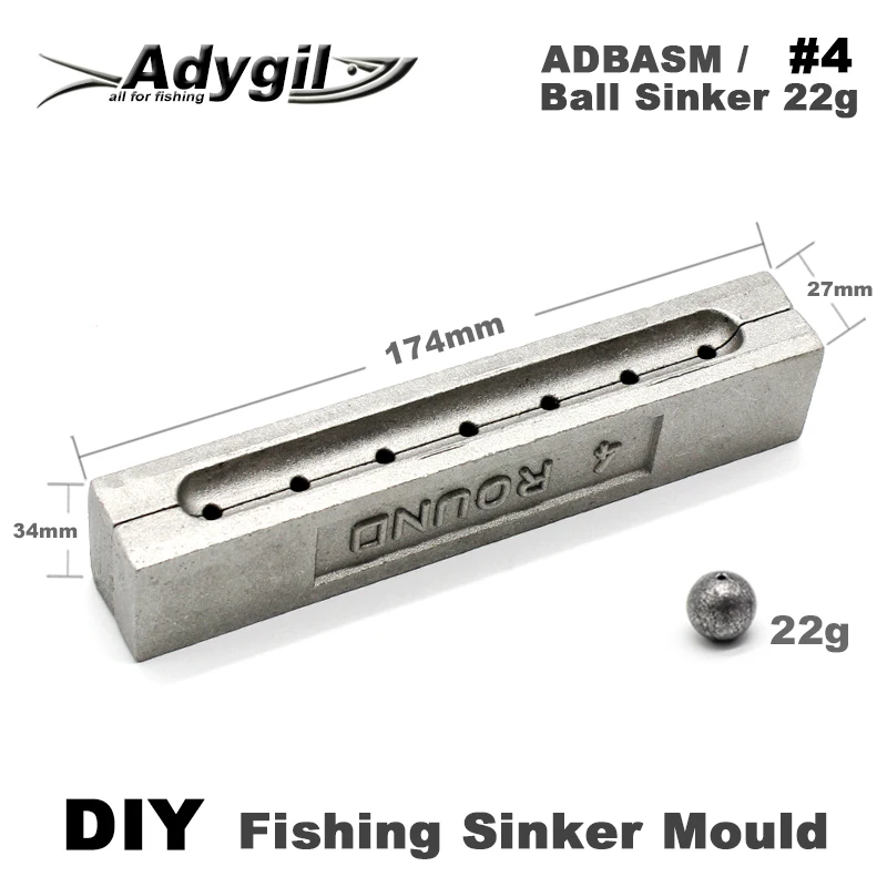 Adygil DIY рыболовный шар грузило плесень ADBASM/#4 шариковый грузило 22 г 7 полостей
