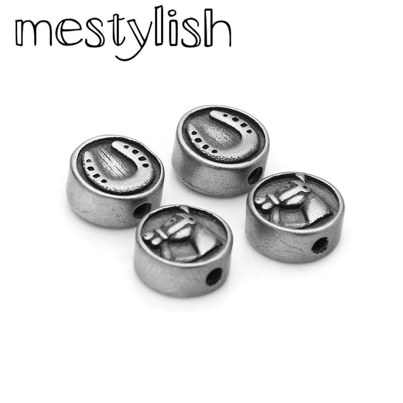 Mestyling 10 шт./лот 5*11 мм антикварные бусины из нержавеющей стали крест/якорь/лошадь