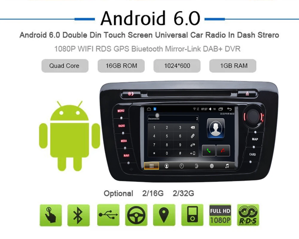 Двойной 2 Din Android 7 1 автомобильный DVD плеер стерео радио WIFI Bluetooth 6 &quotHD сенсорный