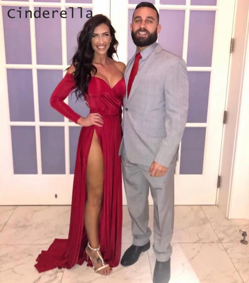 Платье Золушки с длинным рукавом и v образным вырезом со шлейфом молния сзади