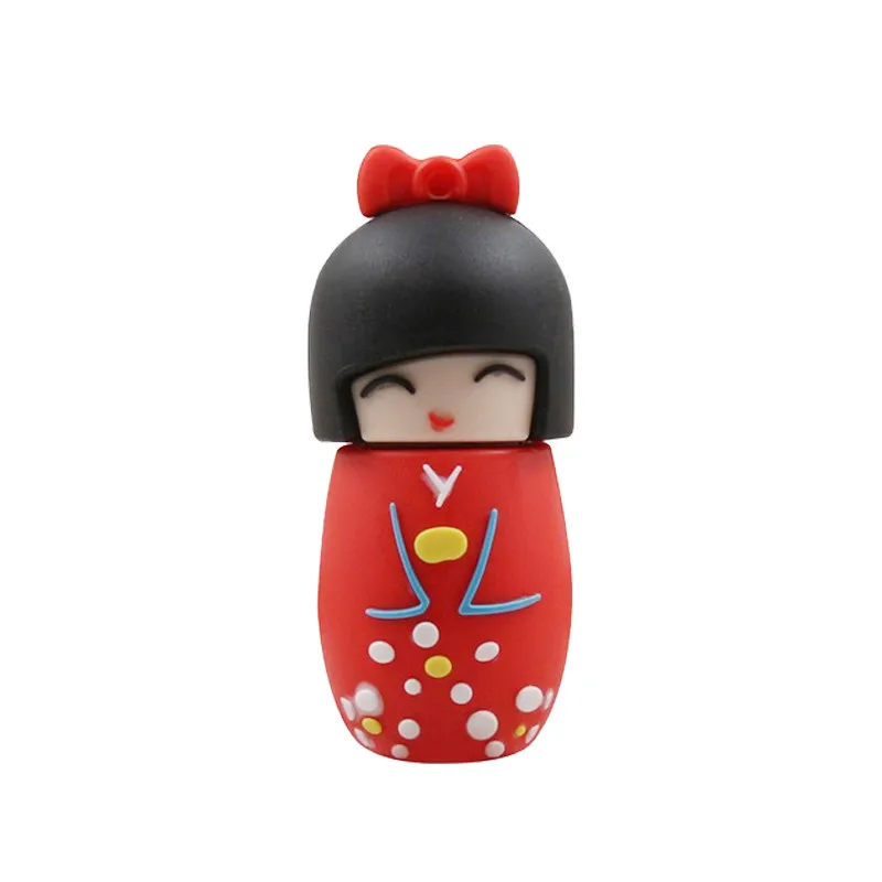 Red Мультяшный флеш-накопитель японские куклы кимоно девушка usb флэш-накопитель 64 ГБ 32 ГБ 16 ГБ 8 ГБ 4 ГБ флэш-карта памяти Флешка для детей Подарки - Цвет: Red