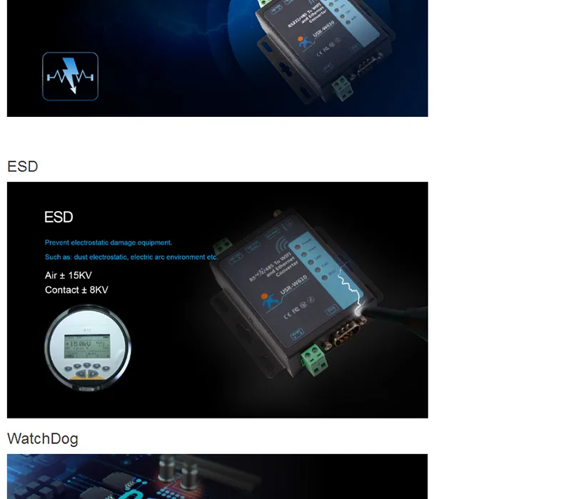 Последовательный к Wi-Fi Ethernet конвертер RS232 RS485 Сервер беспроводной сетевой модуль поддержка WatchDog Modbus RTU к TCP USR-W610 Q171