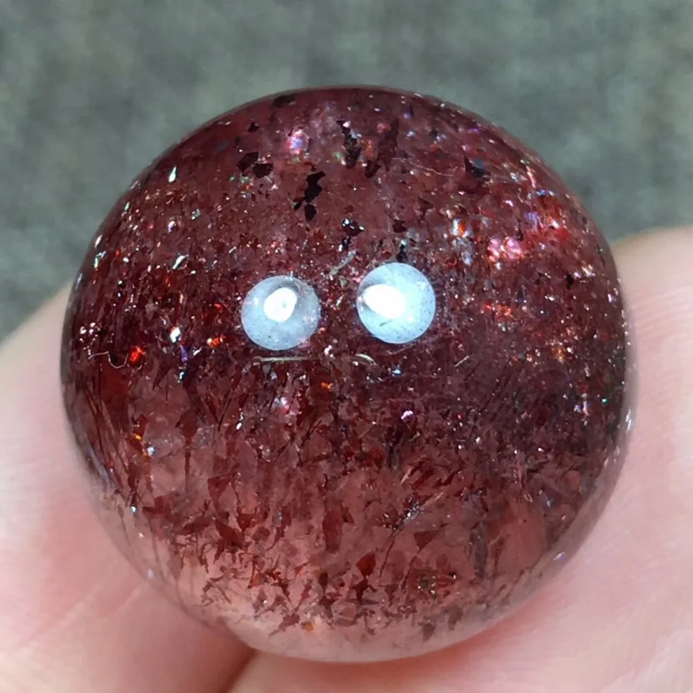 Подлинная натуральная Lepidocrocite кварц супер семь Золотая клубника 18 мм шар Сфера