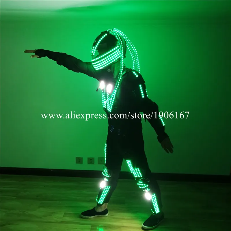 RGB красочные светодиодные светящиеся панцири робот танцевальный костюм растущий