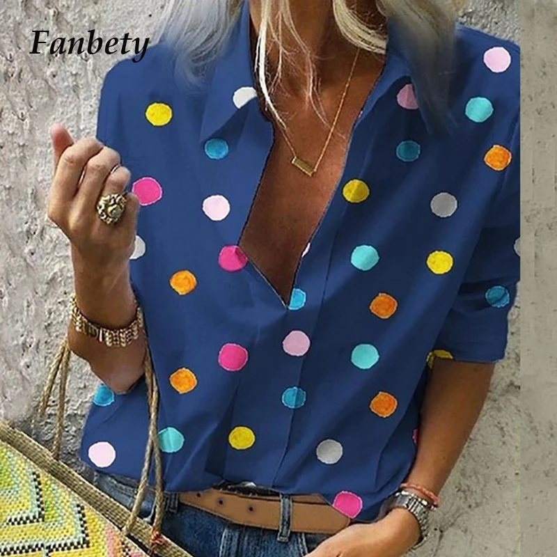 Fanbety женская элегантная блузка с принтом в горошек летняя сексуальная блуза