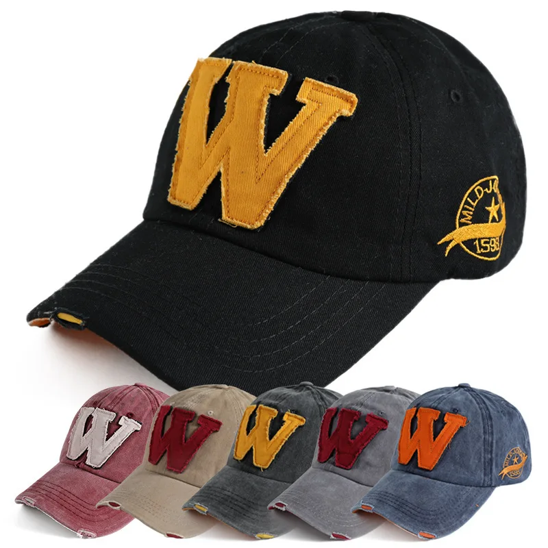Ретро Вышивка буквы W Бейсболка Snapback wo мужские шапки хлопок Кепка носить шапка