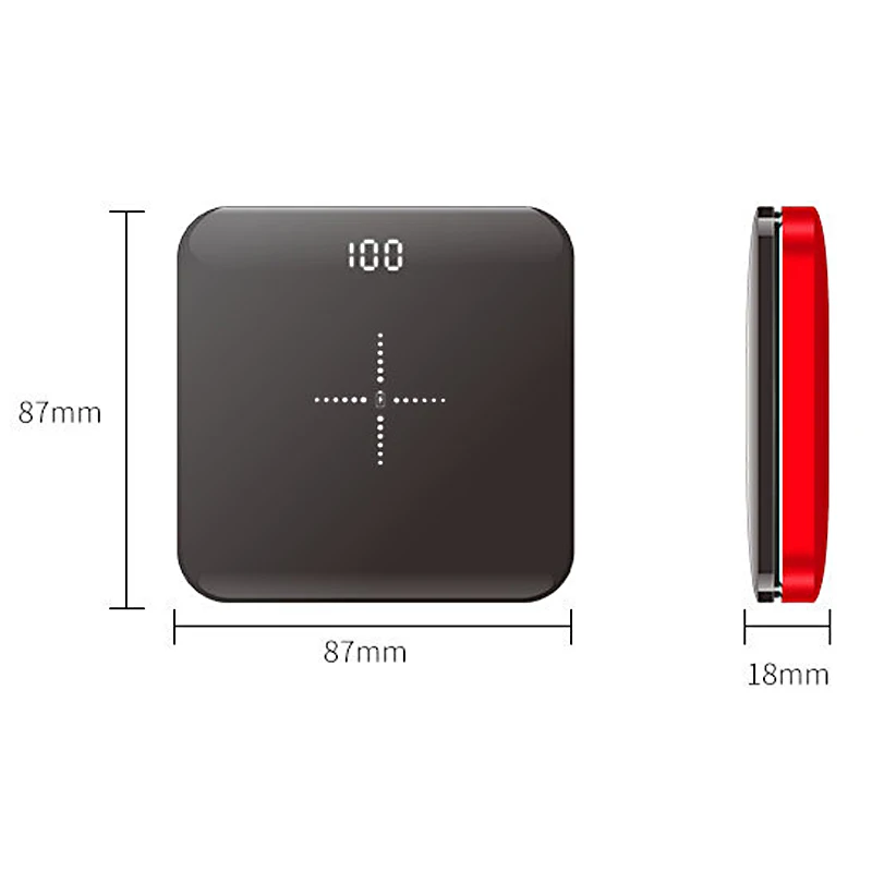 Беспроводное зарядное устройство 8000 мАч мини Банк питания с ЖК дисплеем для iPhone 8