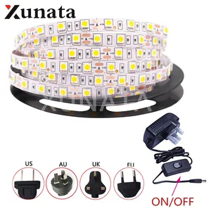 Водонепроницаемая гибкая светодиодная лента 12 В постоянного тока с вилкой для ЕСАвстралииСШАВеликобритании, Светодиодная лента 5050 60, краснаязеленаясиняябелаятеплый белый с переключателем