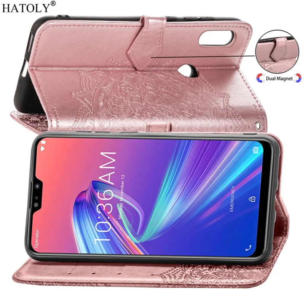 For Cover Asus Zenfone Max Pro M2 ZB631KL Case Embossed Printed Leather Wallet Flip Silicone Phone Bag | Мобильные телефоны и