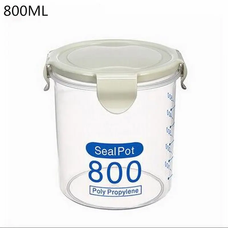 800ml green Hoomall 4 решетки пластиковая кухонная коробка для хранения холодильник контейнер для сохранения пищи рис бобы Stoarge Jar с крышкой уплотнения - Цвет: 800ml green