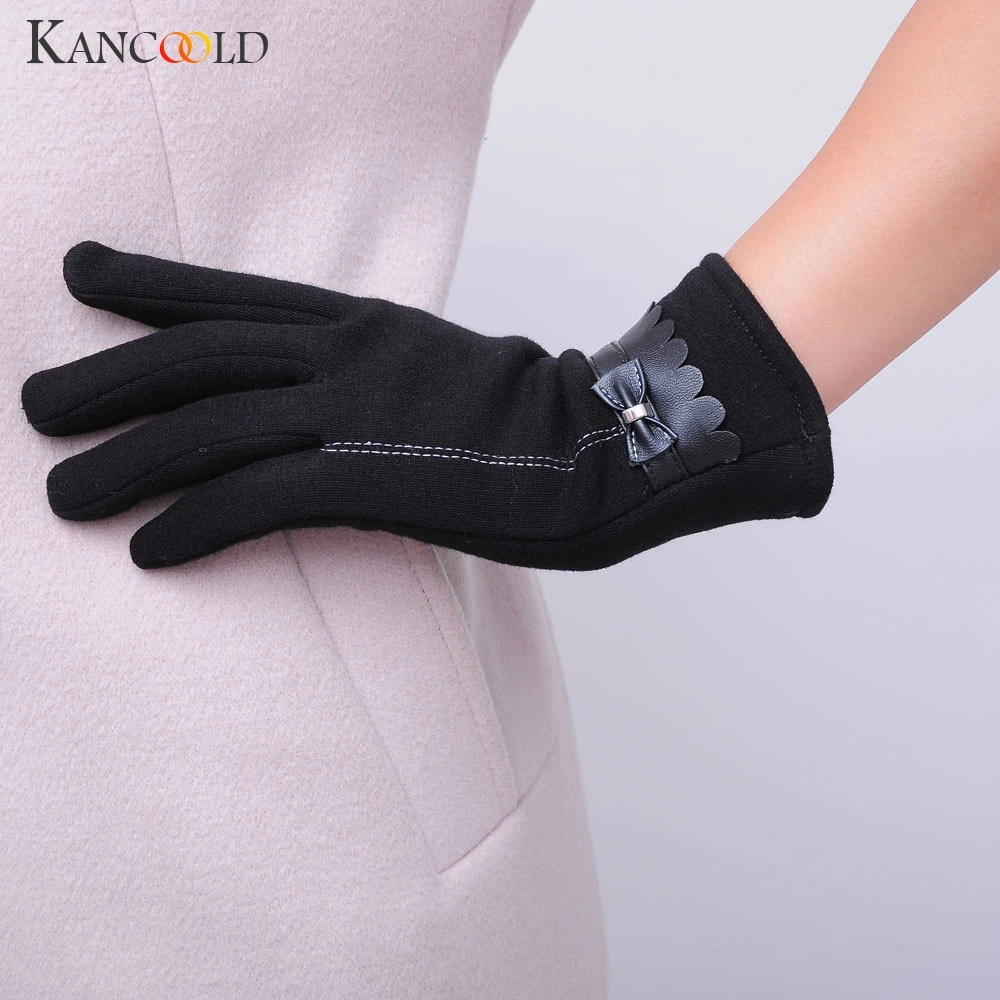 Перчатки kancoold, модная Корейская версия, женские зимние теплые перчатки с бантом, варежки, высококачественные хлопковые женские перчатки 2018NOV23