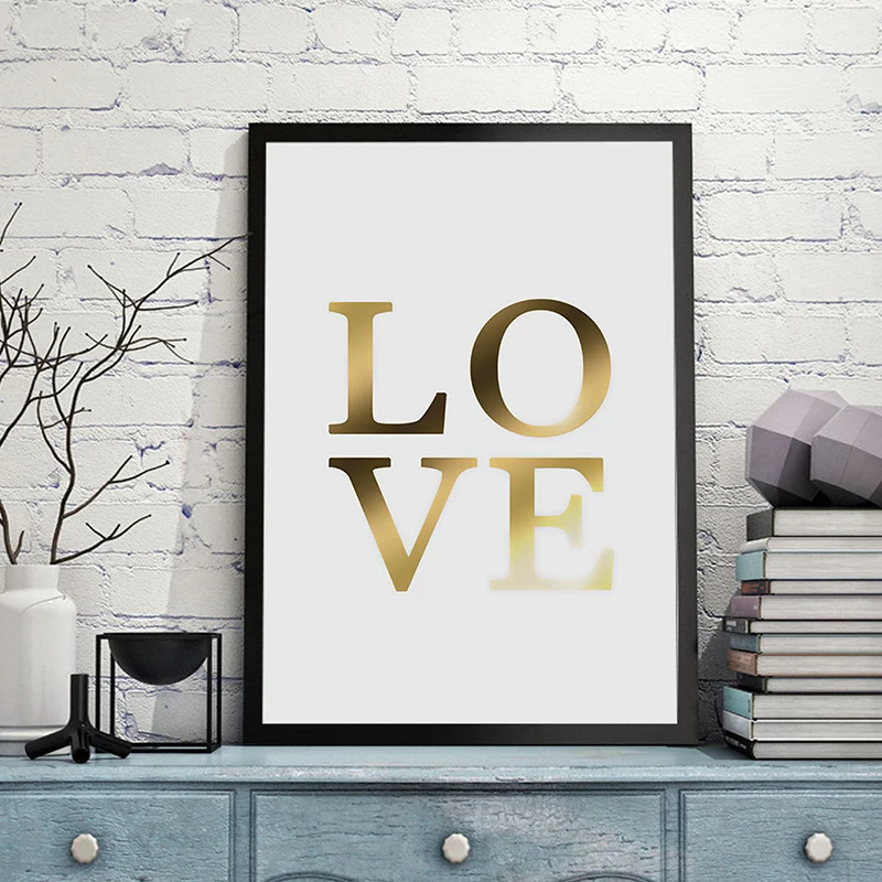 

Nordic Painting Golden Camera Love Quote Posters And Prints Modern Minimalist Picture For Living Room Home Decor Unframed