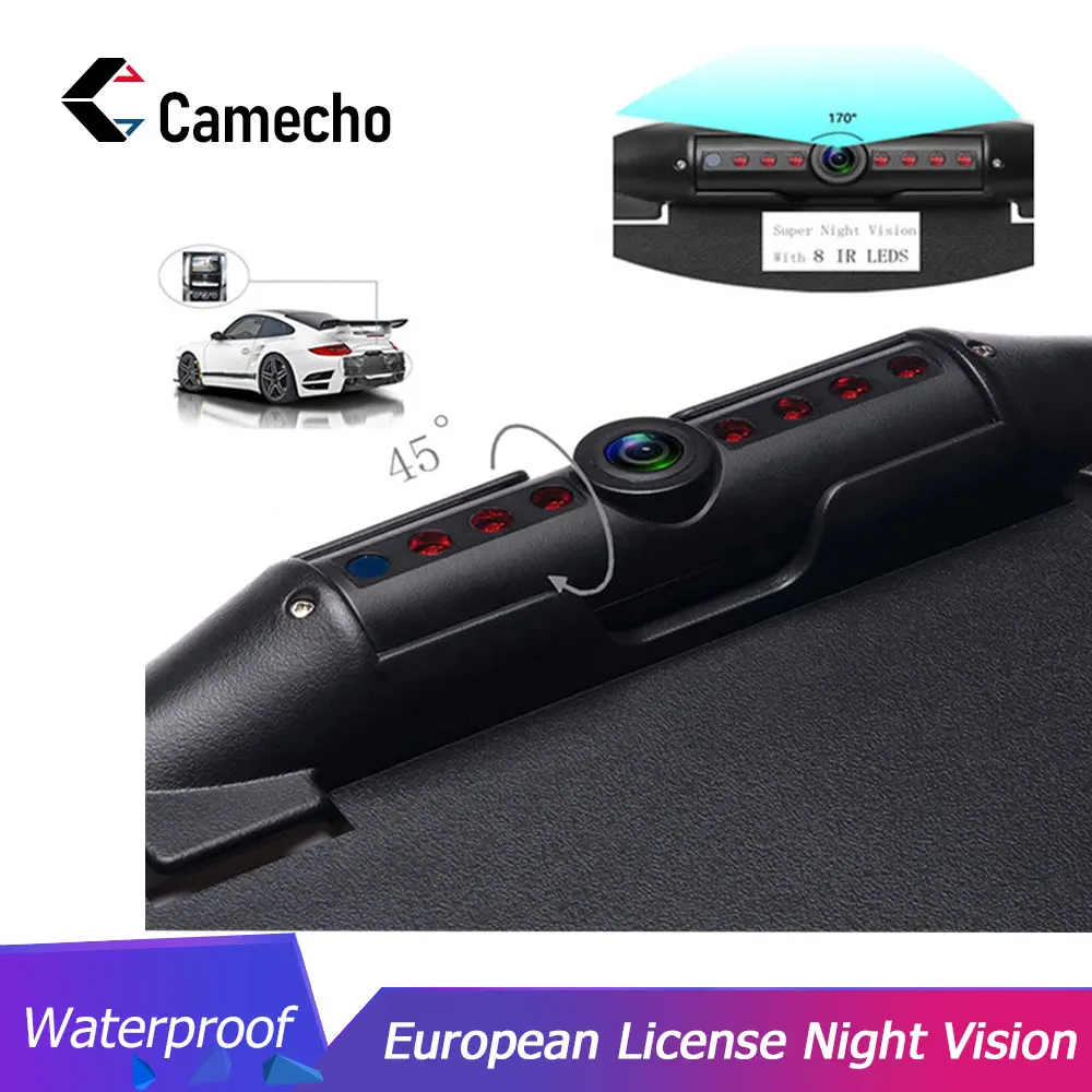 Camecho, Европейская Рамка для номерного знака, камера заднего вида, авто реверс, резервная парковочная система заднего вида, водонепроницаемый светодиодный, ночное видение