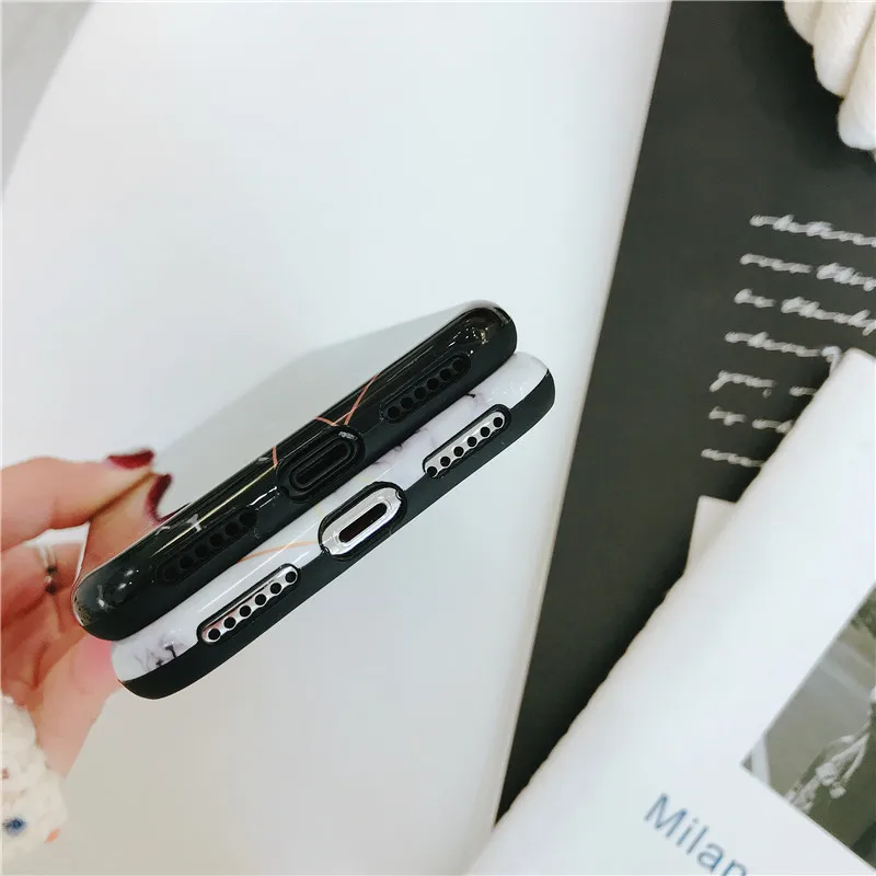 STROLLIFE Geometry lines Pattern Phone Case for iPhone X XS Max XR Retro Marble Cases IPhone 6 6s 7 8 Plus Simple Soft Cover |
