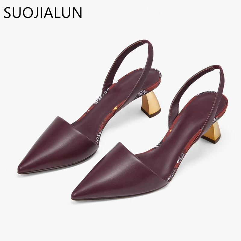 Новинка 2019 Брендовые женские туфли-лодочки SUOJIALUN новые сандалии элегантные на