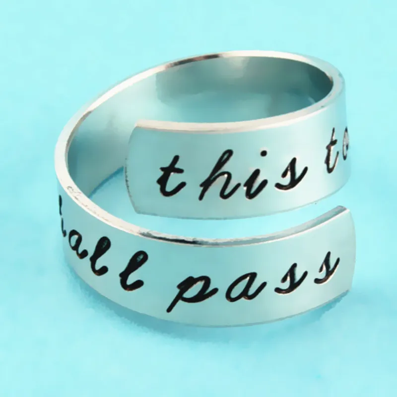 

This Too Shall Pass Ring Adjustable Twist Inspirational Wrap Rings Jewelry Gone With The Wind New design handmade