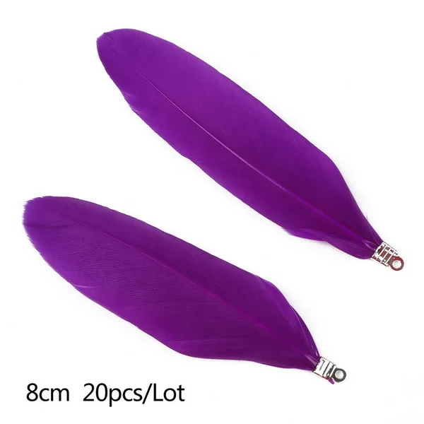 Purple Маленький лист перо 20 шт./лот 8 см натуральный гусь перья Свадебные украшения разноцветный, сделай сам, ювелирное изделие шлейф - Цвет: Purple