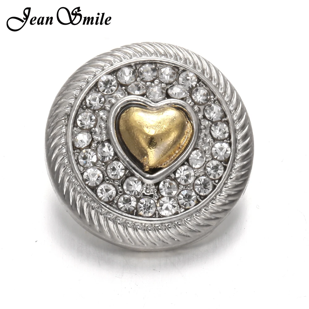 6 шт./лот Новинка 18 мм кнопки ювелирные изделия Сердце из горного хрусталя