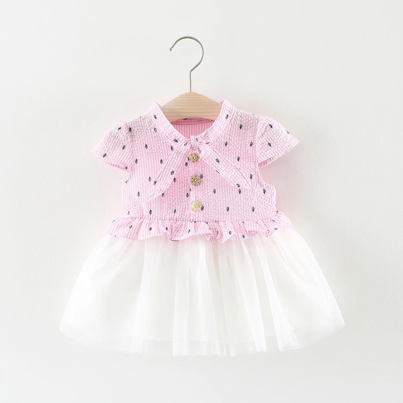 Платья для девочек детская одежда с короткими рукавами маленьких платье в