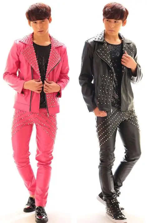 Модный кожаный блейзер мужской пиджак из искусственной кожи дизайнерский костюм