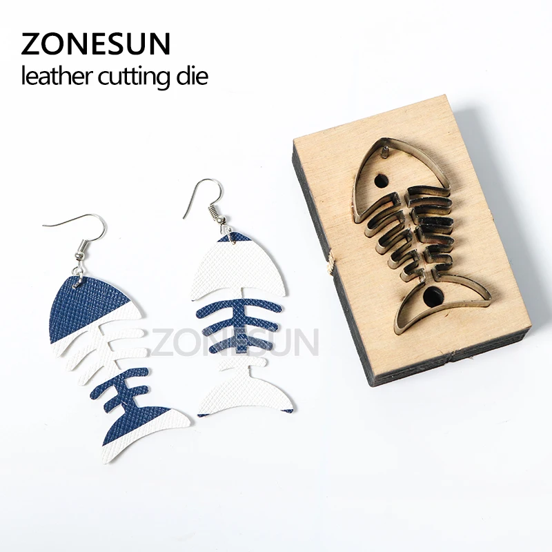 ZONESUN fishbone изготовленные на заказ кожаные бумажные серьги украшения режущие