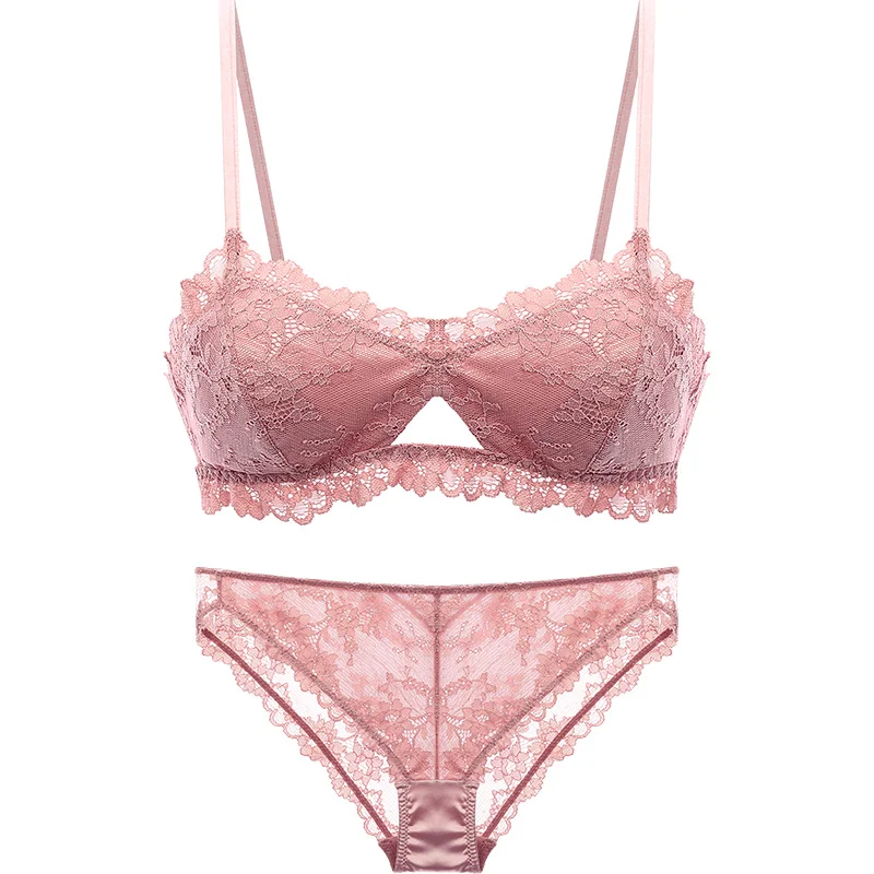 Mist powder-Suit BOTHYOUNG, Хит, без косточек, комплект нижнего белья с легкой подкладкой, женский кружевной сексуальный комплект с бюстгальтером - Цвет: Mist powder-Suit