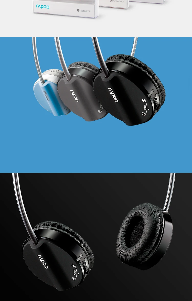 Rapoo H6020 обновленная Беспроводная bluetooth-гарнитура с микрофоном, музыкальная Компьютерная гарнитура для мобильного телефона
