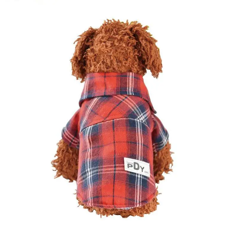 Модная рубашка в синюю и красную клетку для домашних питомцев зимнее теплое