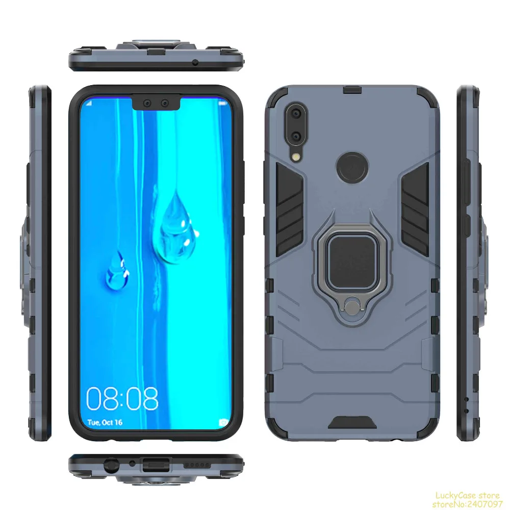 С кольцом-подставкой Гибридный бронированный чехол для телефона huawei Y9 2019