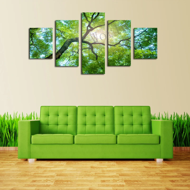 5 шт. зеленые деревья Современный домашний декор для стен холст картина искусство