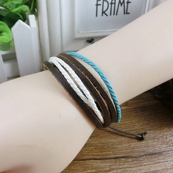 Многослойный кожаный браслет ручной работы модное Ювелирное Украшение на