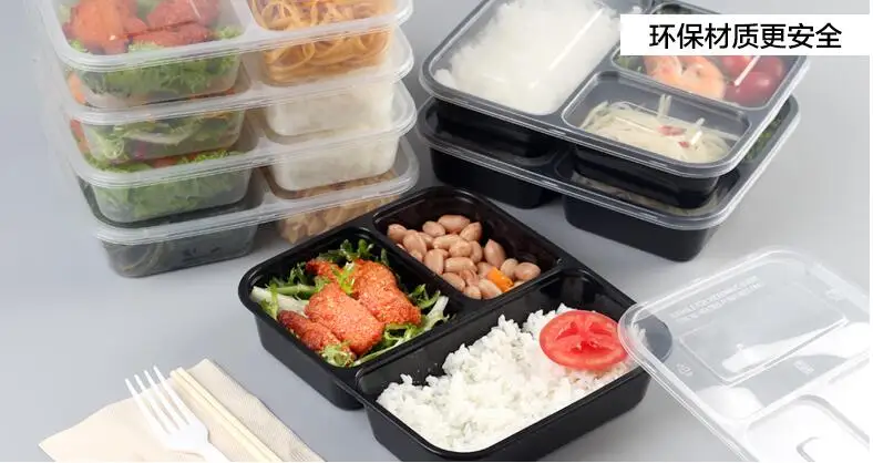 Посуда с 3 отделениями и крышками контейнер для хранения продуктов еды пикника