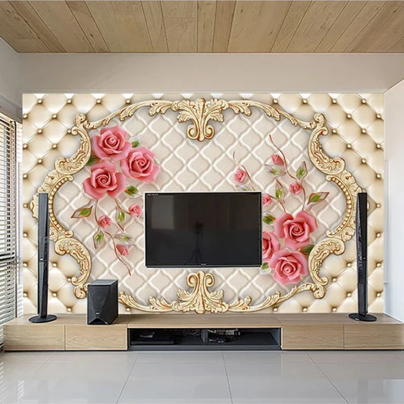 Пользовательские 3D фото обои для стен Home Decor красная роза цветы Гостиная диван
