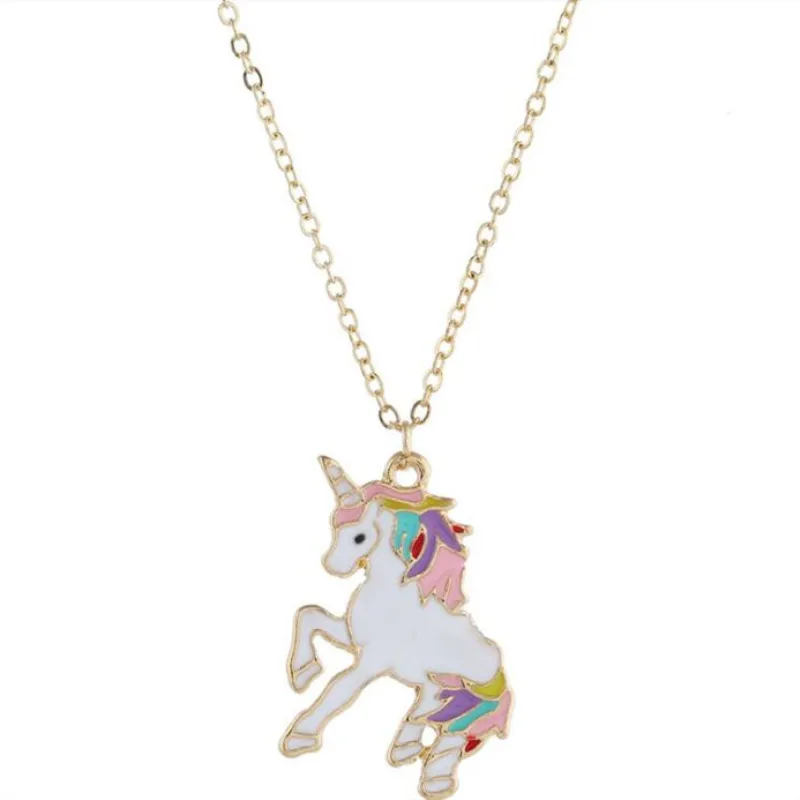 

Timlee N097 New Cartoon Lovely Drop Oil Animal Unicorn Pendant Alloy Necklaces Temperamental Jewelry Wholesale