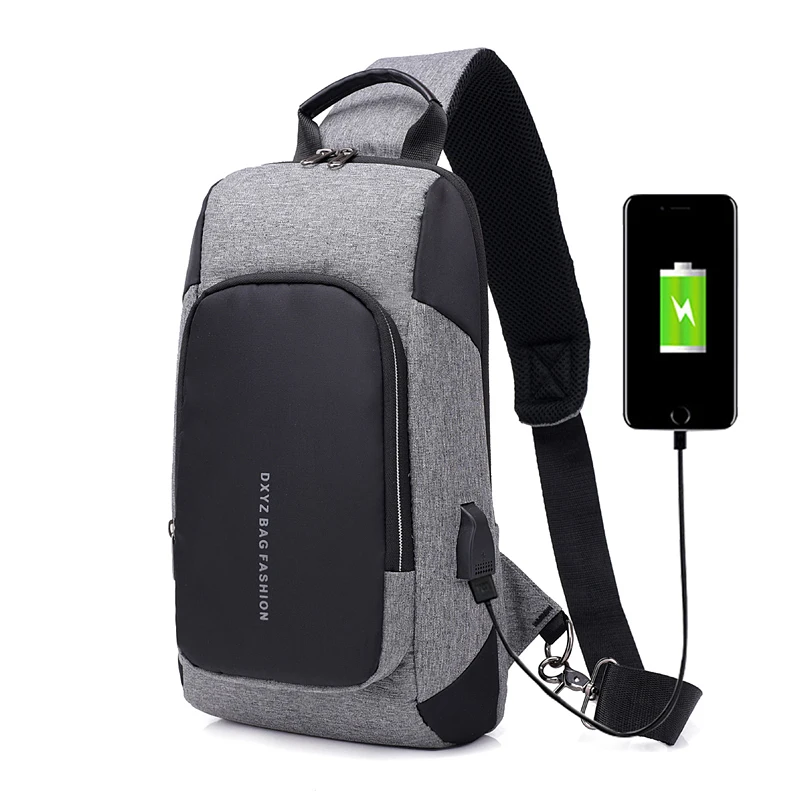 

Chest Beach Bag For Men USB Charging Waterproof Pack Casual Crossbody Bolsa Feminina Sac Small Sling Single Shoulder Travel Male