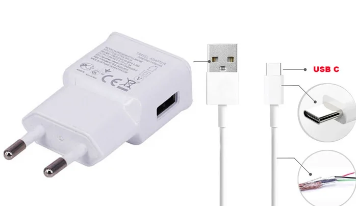 USB-кабель для передачи данных 2A EU US Type C зарядного устройства Xiaomi Mi A1/Mi Note 2 Huawei Mate