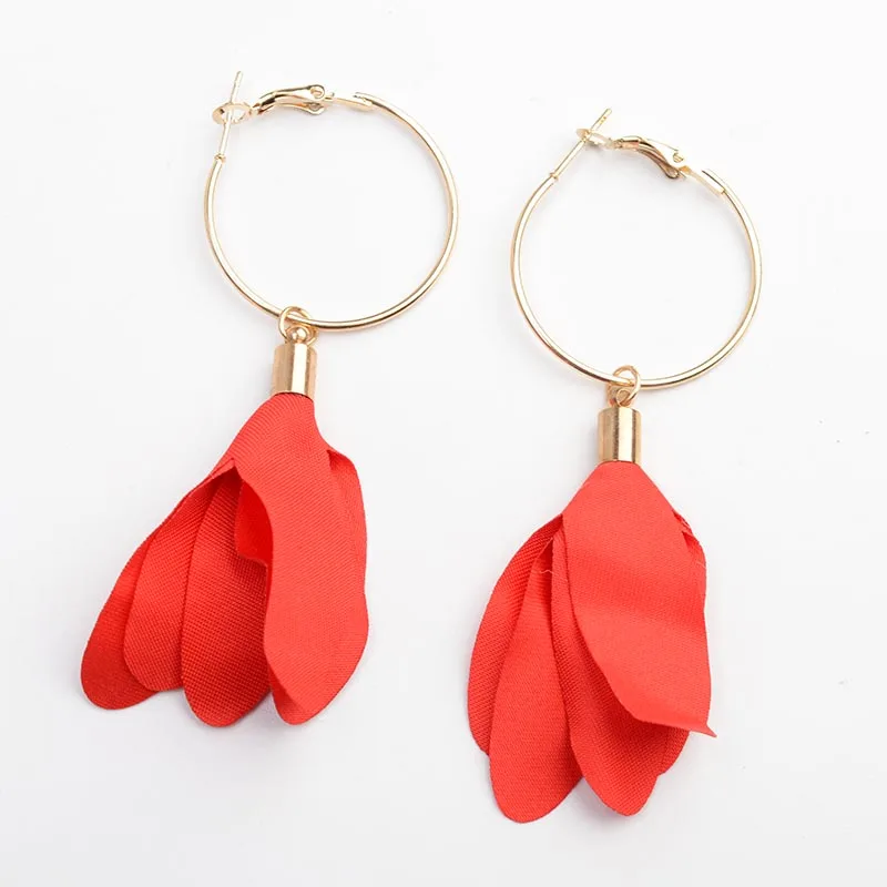 YGLCJ модные простая ткань цветы дамы большие круглые серьги boho золото круглый