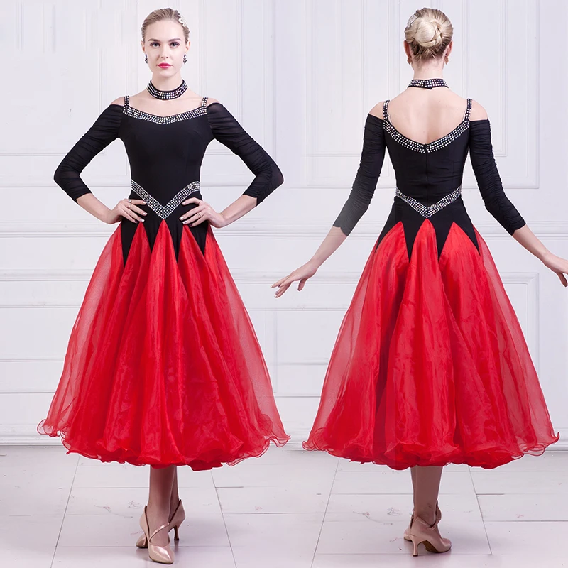 

Стандартный бальное платье для танцев es 2021 Новое поступление высокое качество вальс юбка для танцев женские открытые туфли Красного цвета ...