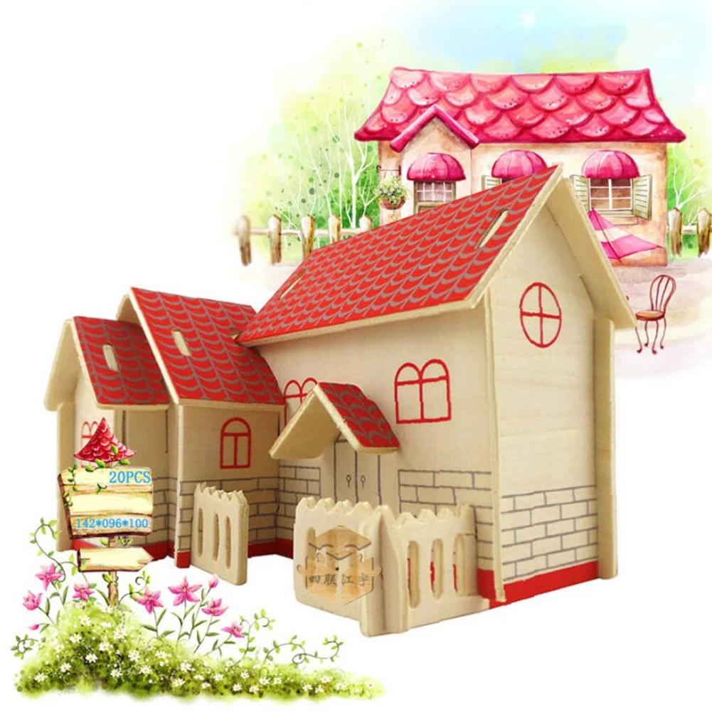 Маленький дом сделай сам 3d игрушки романтический деревянные головоломки
