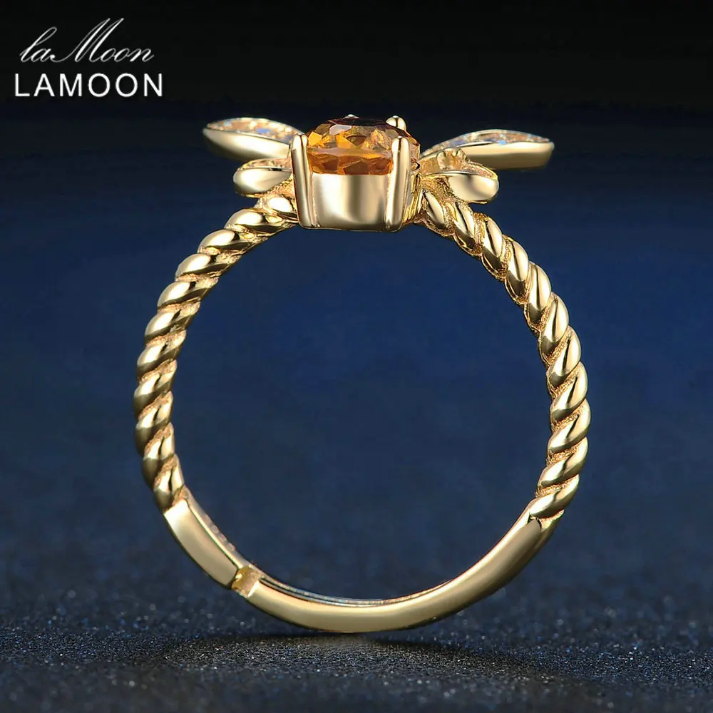 Женское кольцо с натуральным овальным цитрином LAMOON Bee ювелирное изделие из
