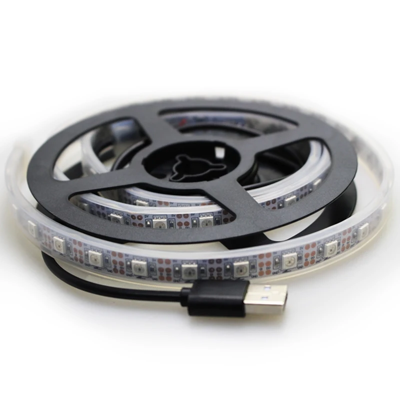 1 м USB Светодиодные ленты светильник WS 2812 60led 60IC встроенный контроллер Сменные