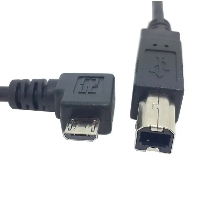 100 шт. 80 см Прямоугольный 90 градусов микро USB OTG к стандарту B мужской тип принтер