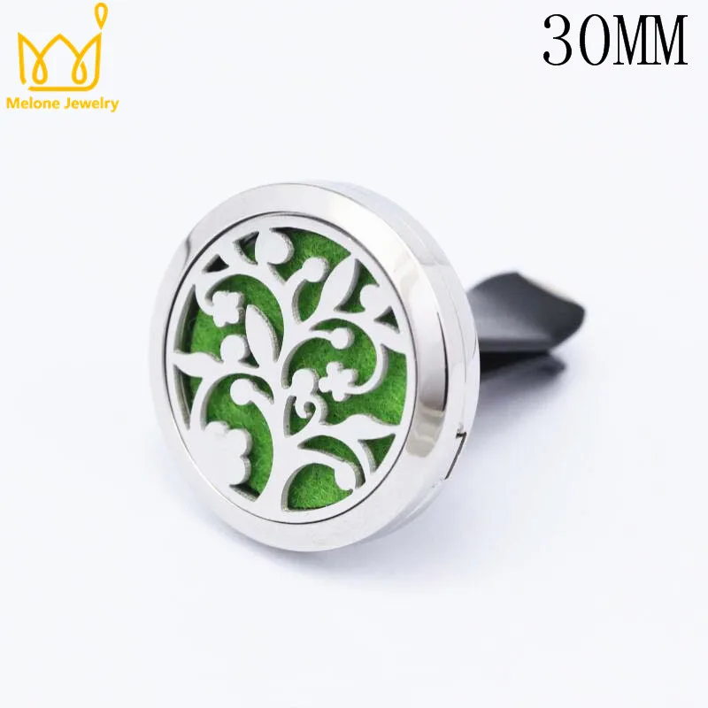 Tree 30mm 316L Stainless Steel Car Accessories Essential Oil Diffuser Locket Clip Aromatherapy Pendants 10 Free Pads | Украшения и