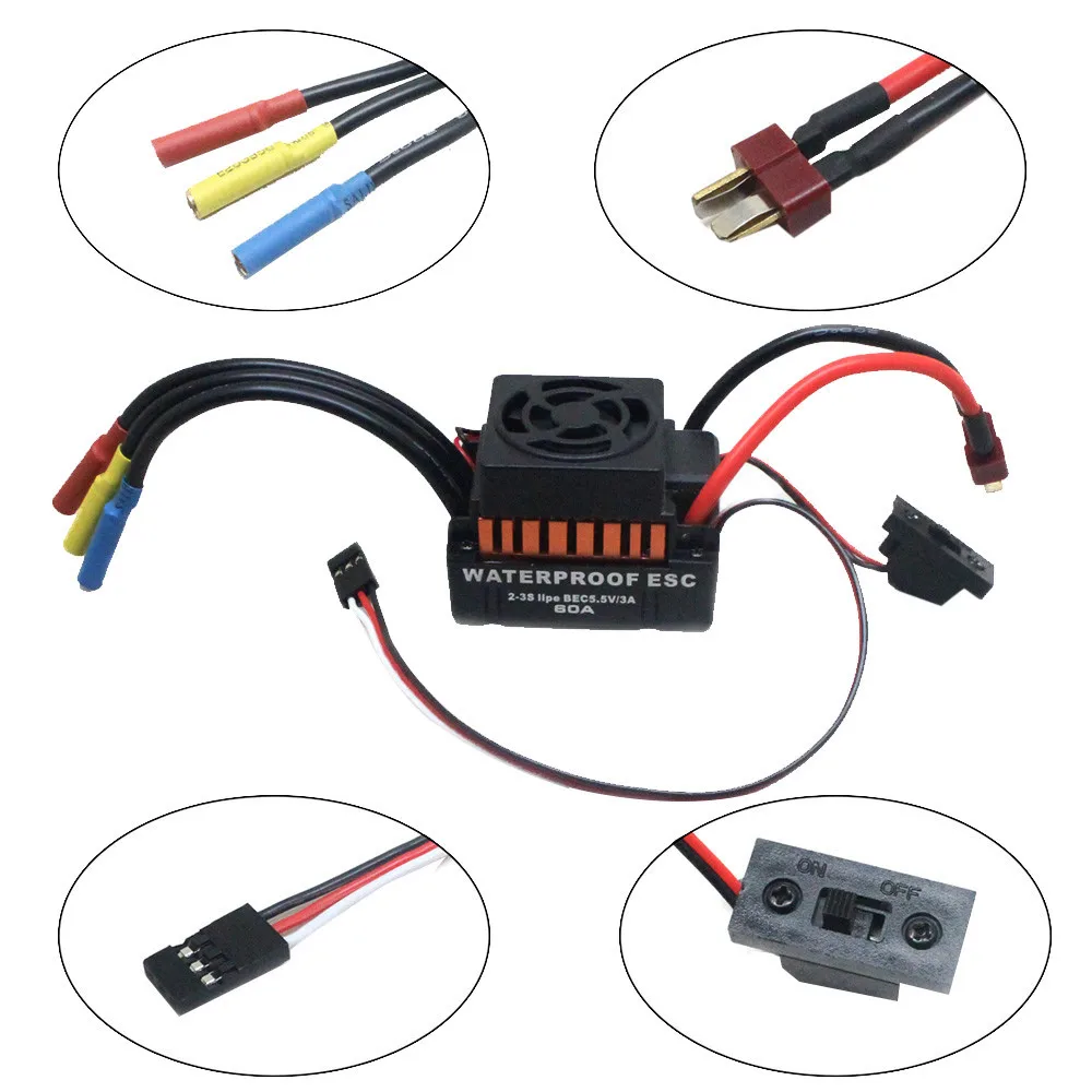 HIINST водонепроницаемый BL3650 4300KV бесщеточный двигатель + 60A ESC светодиодная