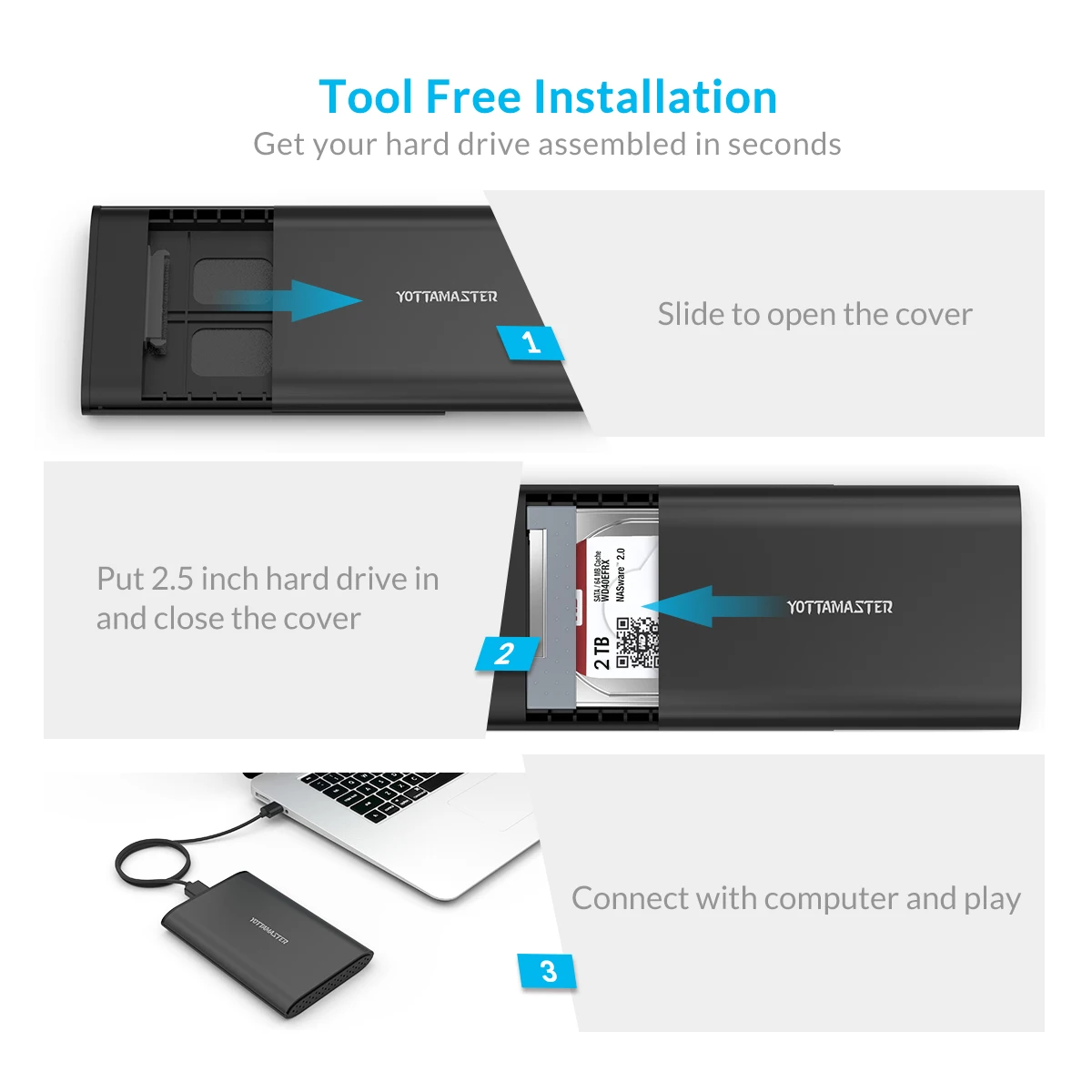 Yottamaster HDD чехол 2,5 SATA для USB 3,0 жесткий диск Корпус для SSD диск HDD коробка 5 Гбит/с Чехол Поддержка UASP для окна/Макс/Linux