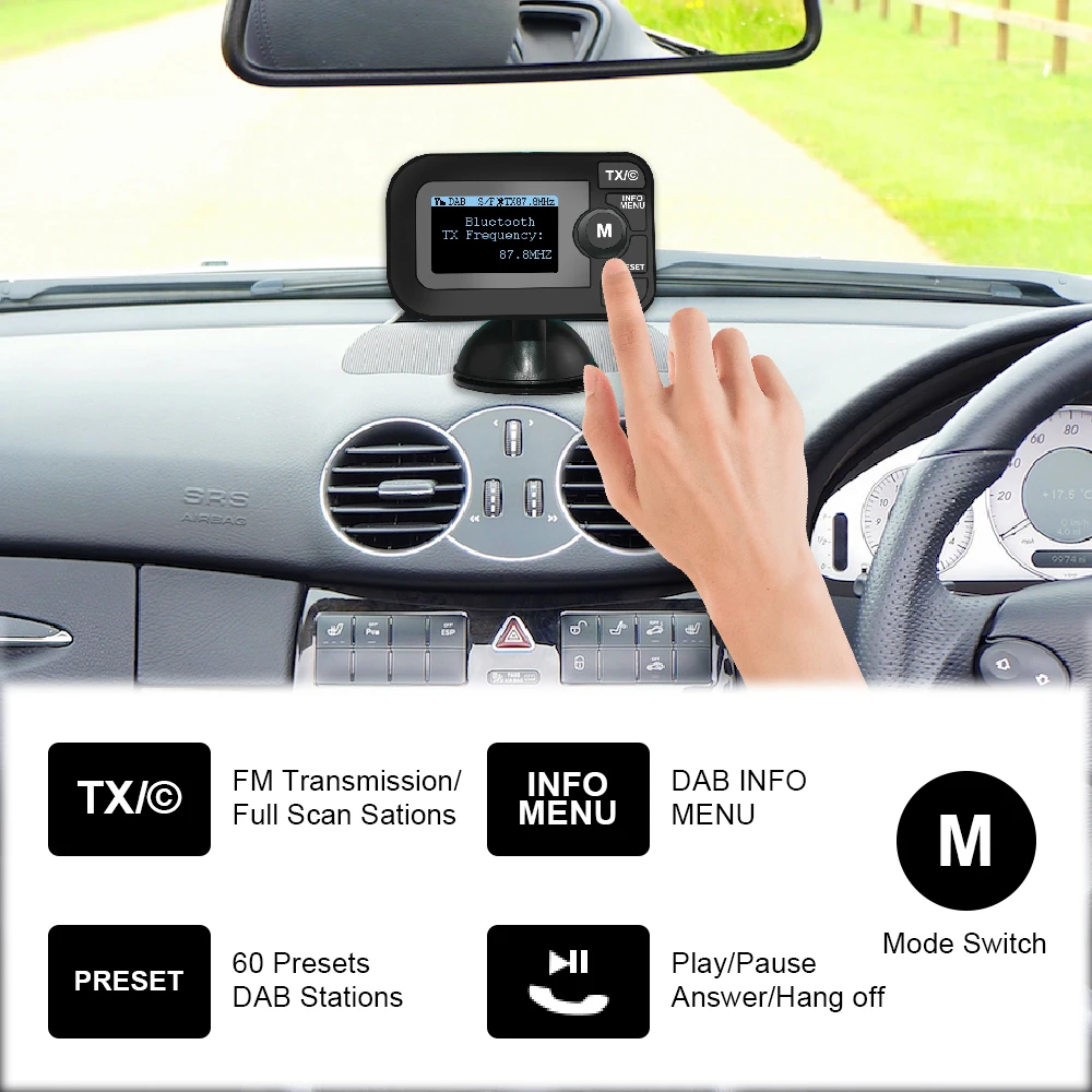 JINSERTA Автомобильный MP3-плеер DAB цифровой радио fm-передатчик 2 3 &quotЖК-экран Bluetooth